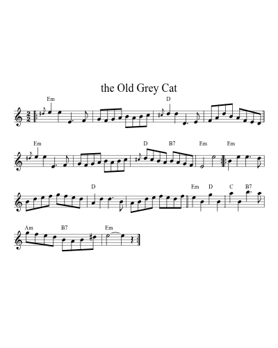 The old grey cat (Version 2) sheet music preview