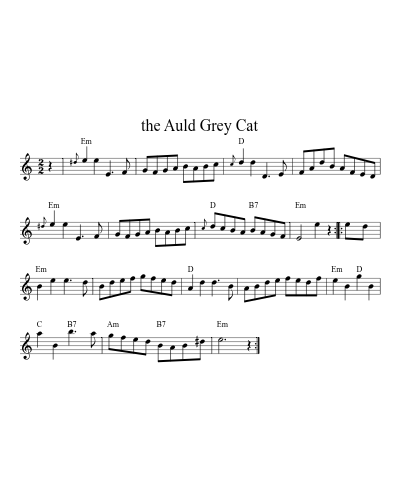 the Auld Grey Cat (Version 11) sheet music preview