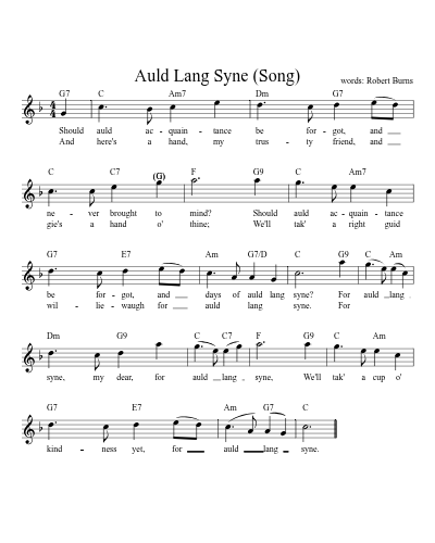 Auld Lang Syne (Song) (Version 3) sheet music preview