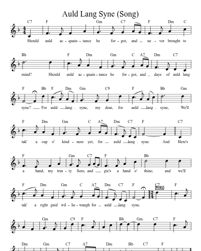 Auld Lang Syne (Song) (Version 4) sheet music preview