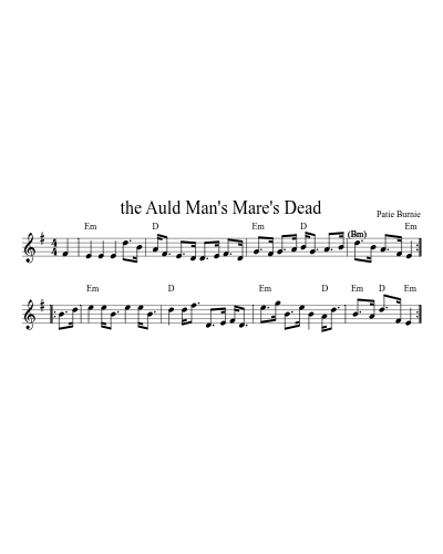 the Auld Man's Mare's Dead sheet music preview