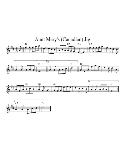Aunt Mary's (Canadian) Jig (Version 3)