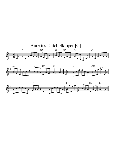 Auretti's Dutch Skipper   [G] (Version 2)