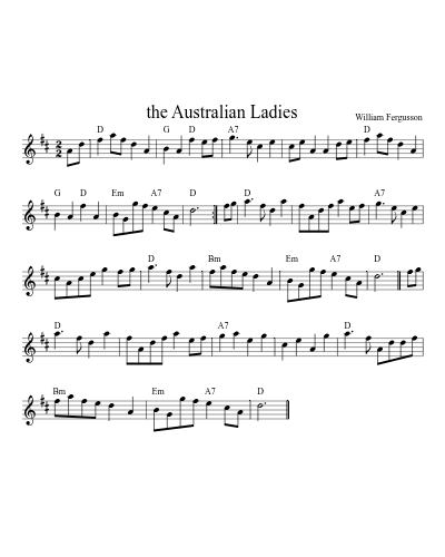 the Australian Ladies sheet music preview
