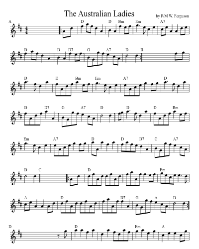 the Australian Ladies (Version 4) sheet music preview