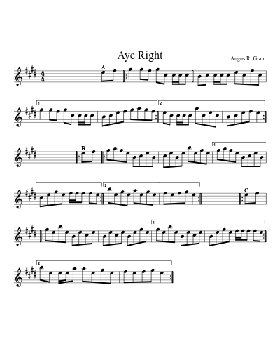 Aye Right sheet music preview