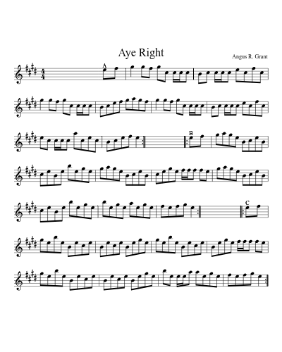 Aye Right (Version 2) sheet music preview
