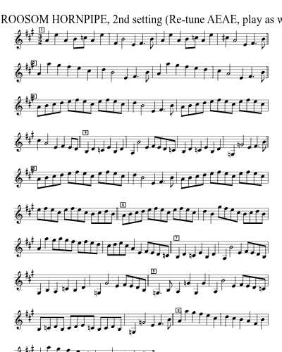 THE BROOSOM HORNPIPE, 2nd setting (Re-tune AEAE, play as written) sheet music preview