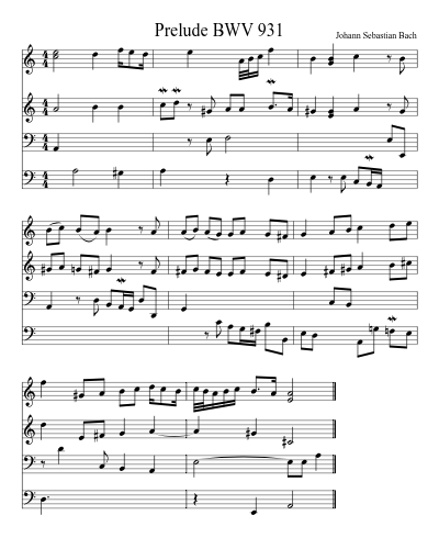 Prelude BWV 931 preview