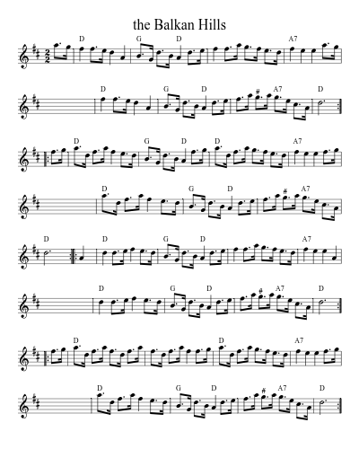 the Balkan Hills (Version 7) sheet music preview