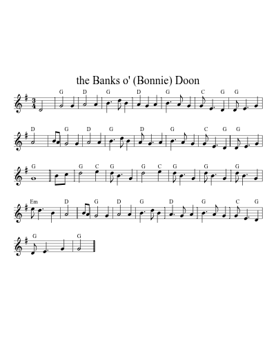 the Banks o' (Bonnie) Doon (Version 2) sheet music preview