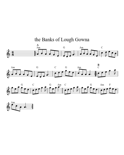 the Banks of Lough Gowna (Version 8) sheet music preview