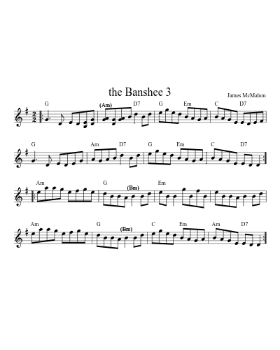 the Banshee 3 sheet music preview