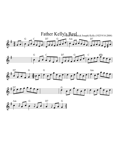 Father Kelly's Reel (Barrow Father Green Set) sheet music preview