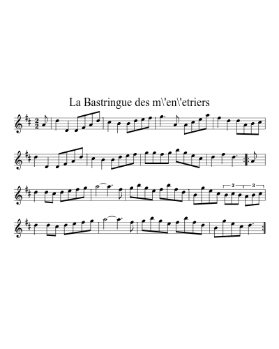 La Bastringue des m\'en\'etriers (Version 2) sheet music preview