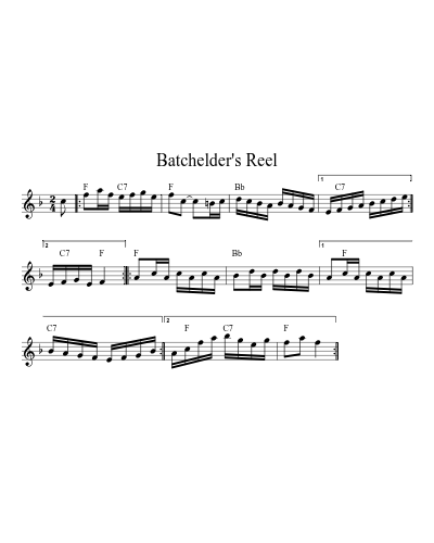 Batchelder's Reel (Version 7) sheet music preview