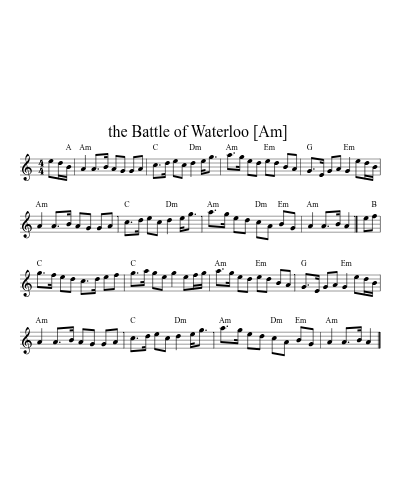 The Battle of Waterloo  [Am] (Version 3) sheet music preview