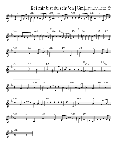 Bei mir bist du sch\"on  [Gm]