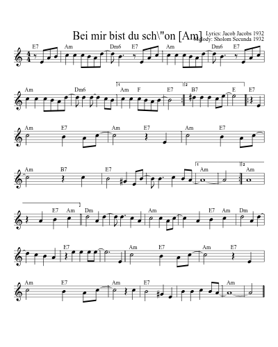 Bei mir bist du sch\"on  [Am] (Version 2)