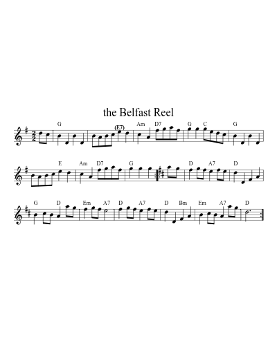 the Belfast Reel sheet music preview