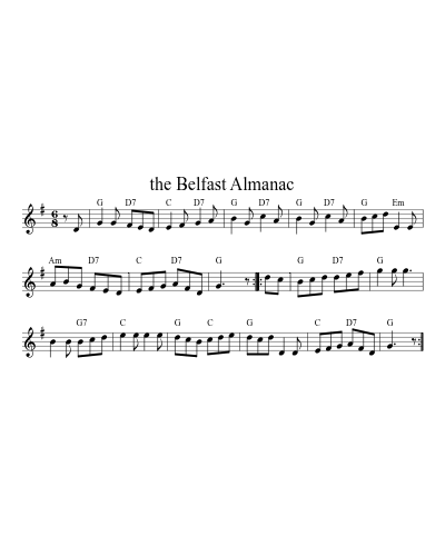 the Belfast Almanac (Version 4) sheet music preview