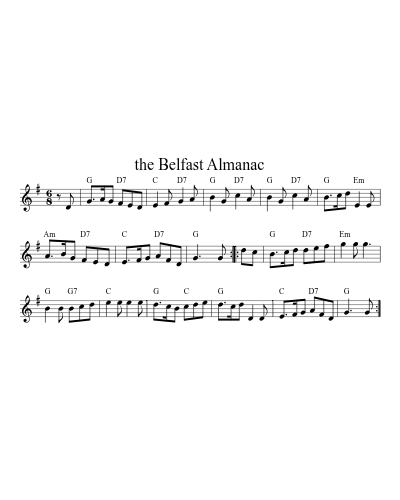 the Belfast Almanac (Version 5) sheet music preview