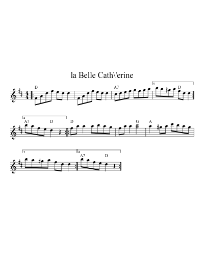 la Belle Cath\'erine (Version 2) sheet music preview