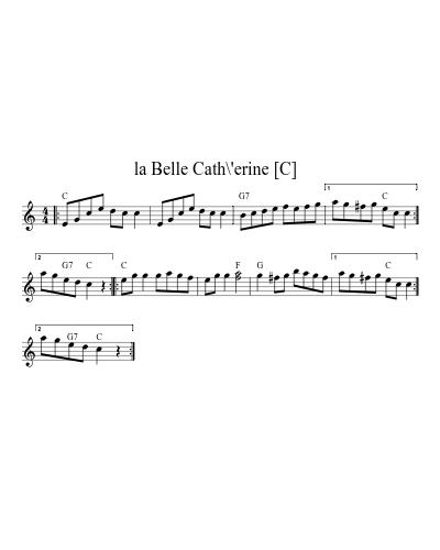 la Belle Cath\'erine   [C] (Version 2) sheet music preview