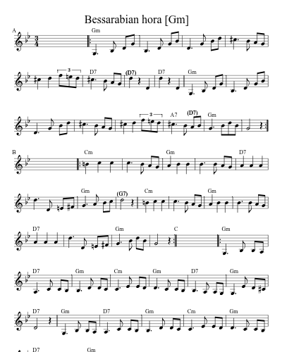 Bessarabian Hora    [Gm] (Version 5) sheet music preview