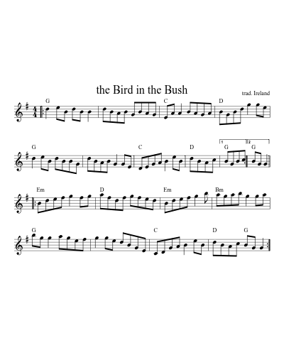 The Bird in the Bush (Version 2) sheet music preview