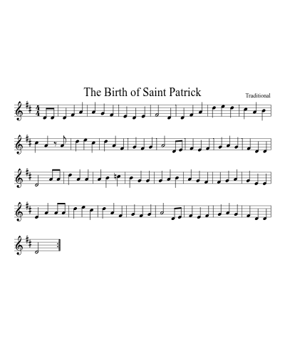 The Birth of Saint Patrick sheet music preview