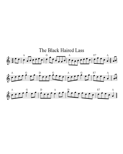 The black haired lass (Version 4) sheet music preview