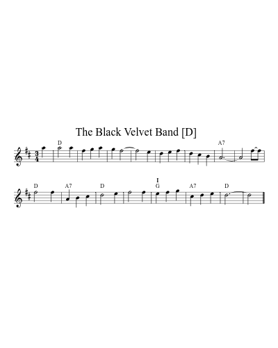 The Black Velvet Band   [D] sheet music preview