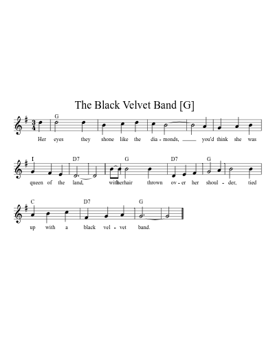 The Black Velvet Band   [G] (Version 2)