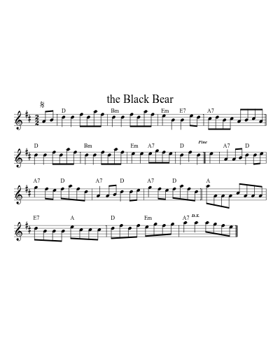 the Black Bear (Version 3) sheet music preview