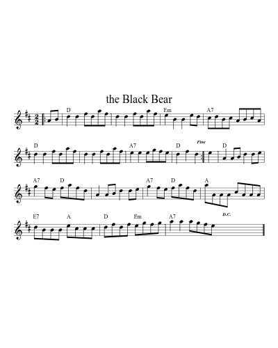 the Black Bear (Version 6) sheet music preview