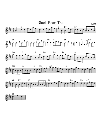 Black Bear, The sheet music preview