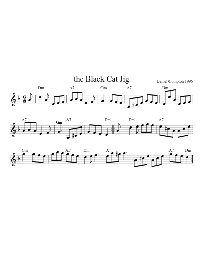the Black Cat Jig sheet music preview