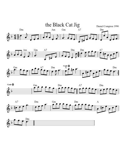 the Black Cat Jig (Version 2) sheet music preview