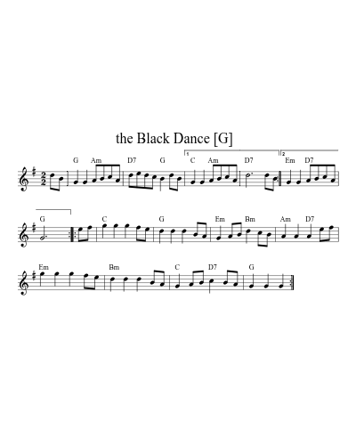 the Black Dance   [G] (Version 3) sheet music preview