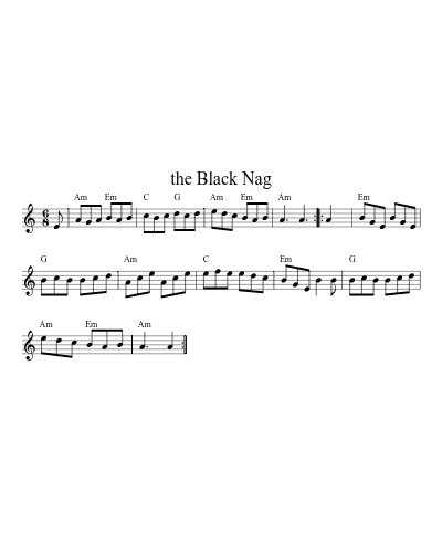 the Black Nag sheet music preview
