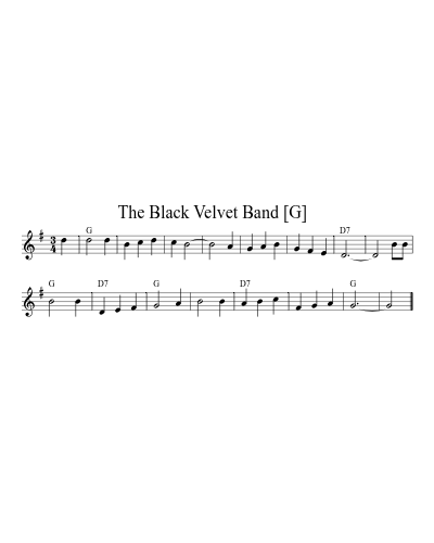 The Black Velvet Band   [G] (Version 3) sheet music preview