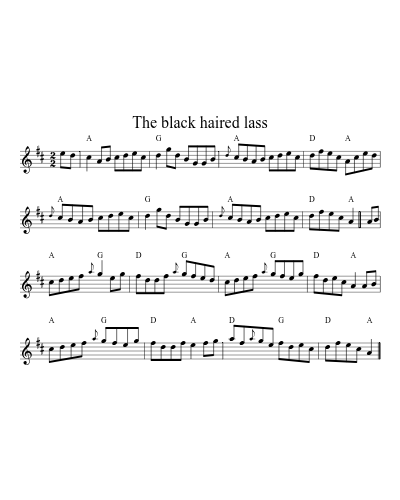 The black haired lass (Version 6) sheet music preview
