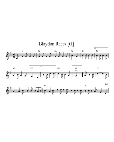 Blaydon Races  [G] (Version 2)