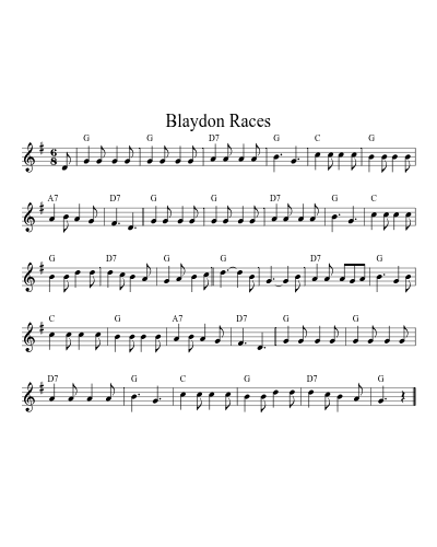 Blaydon Races (Version 8) sheet music preview