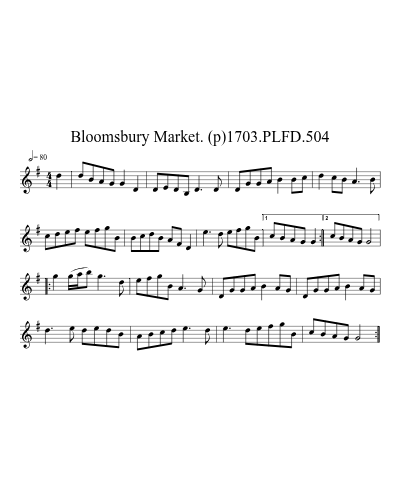 Bloomsbury Market. (p)1703.PLFD.504 sheet music preview