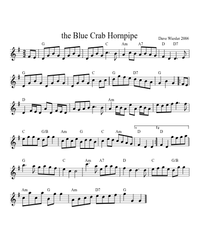 the Blue Crab Hornpipe sheet music preview