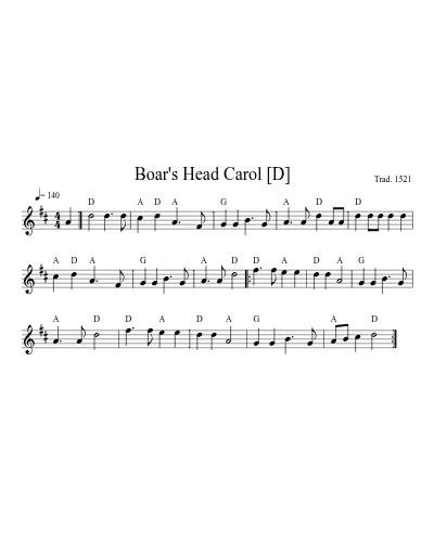 Boar's Head Carol   [D]