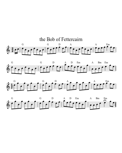the Bob of Fettercairn sheet music preview