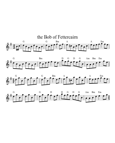 the Bob of Fettercairn (Version 2) sheet music preview